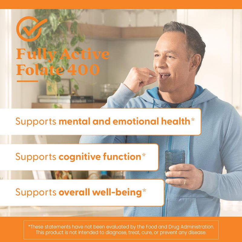 Doctor's Best Fully Active Folate with Quatrefolic400 mcg, Healthy Mood, Memory, Circulation, Well-Being, 90 VC 400 mg