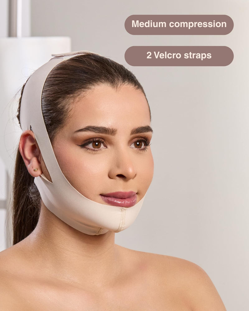 SHAPE CONCEPT Chin Strap for Sleeping 317 Medium Compression Double Chin Reducer and Chin Strap for Snoring X-Large Beige