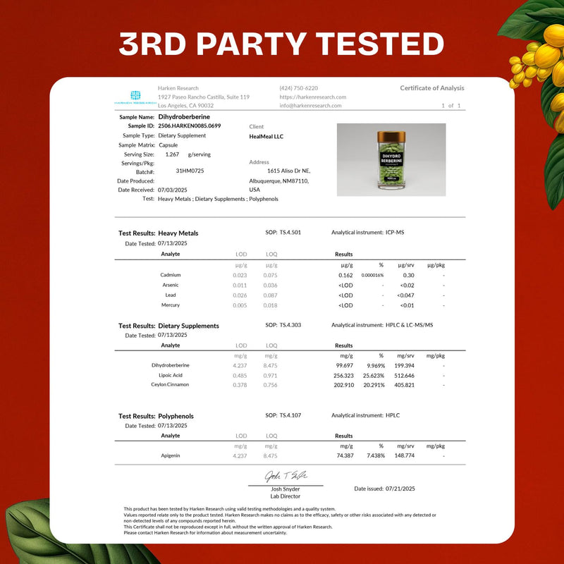 [Australia] - Dihydroberberine Supplement - Dehydro Berberine Organic - Super Berberine Supplement with Ceylon Cinnamon & R Alpha Lipoic Acid & Apigenin - Hydroberberine 120 caps (1 Pack) 1 