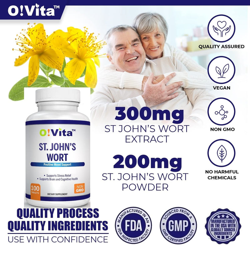 [Australia] - St. John's Wort 500mg (Tablets), Herbal Formulation, Vegan, Non-GMO, Up to 100 Days of Supply 