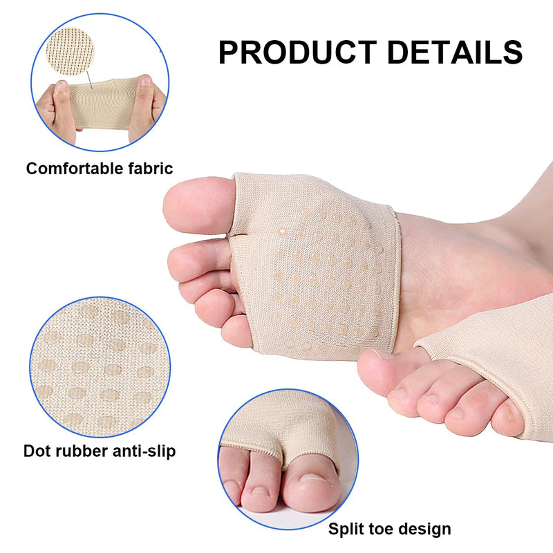 [Australia] - Ruayia Bunion pad forefoot, reusable forefoot pad, fabric forefoot pads, non-slip feet soles, ball of foot metatarsal cushion, high heel insoles pads - skin color - S 