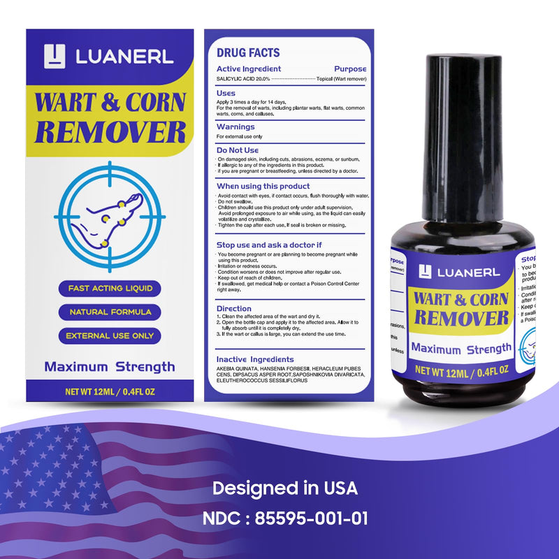 [Australia] - Wart & Corn Remover, 20% Salicylic Acid with Natural Formula, Maximum Strength Freeze Off, Fast-Acting for Warts, PlantarWart, GenitalWart, CommonWart, Callus-0.4 fl oz(12ml) 