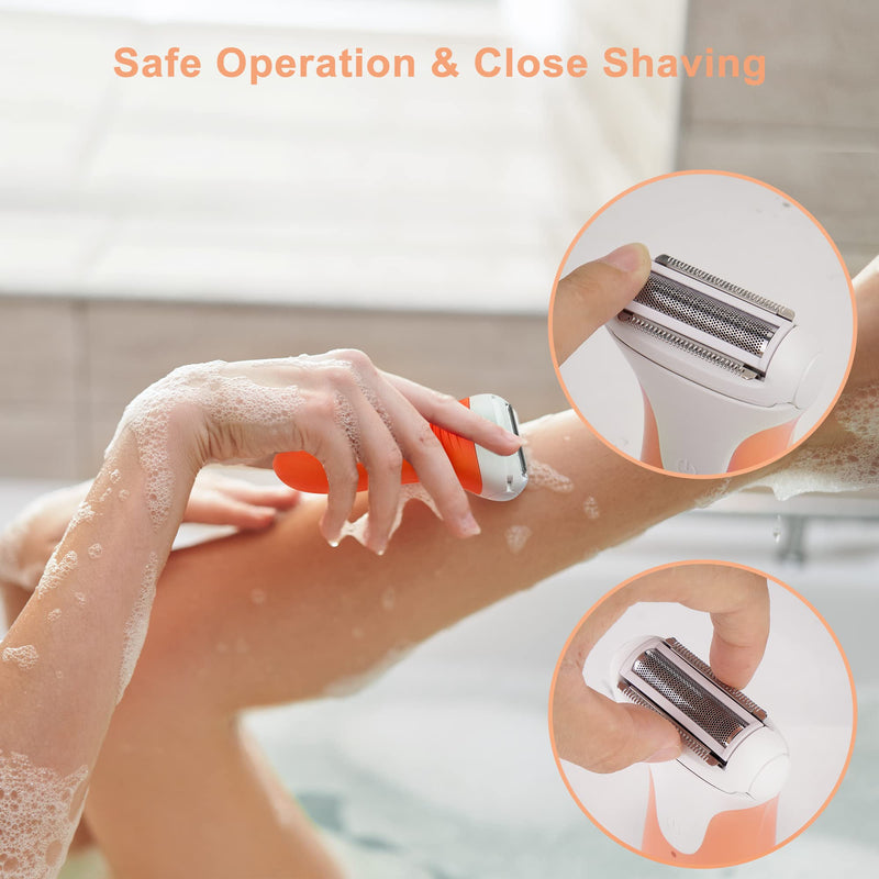 Women's Electric Shaver & Trimmer,Wet Dry Painless Razor for Legs,Bikini, Underarms, Hypoallergenic Foil Shaver with Bikini Trimmer,Cordless Waterproof for Shower Travel Gift,crous/iu8n