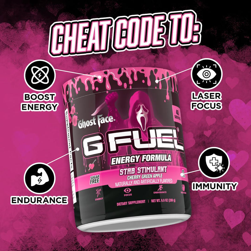 [Australia] - G Fuel Ghost Face Energy Drink Powder, Pre Workout Caffeine Mix for Gaming, Sugar Free Focus Amino, Vitamin + Antioxidants, 9.9oz (Cherry Green Apple, 40 Servings) Cherry Green Apple 
