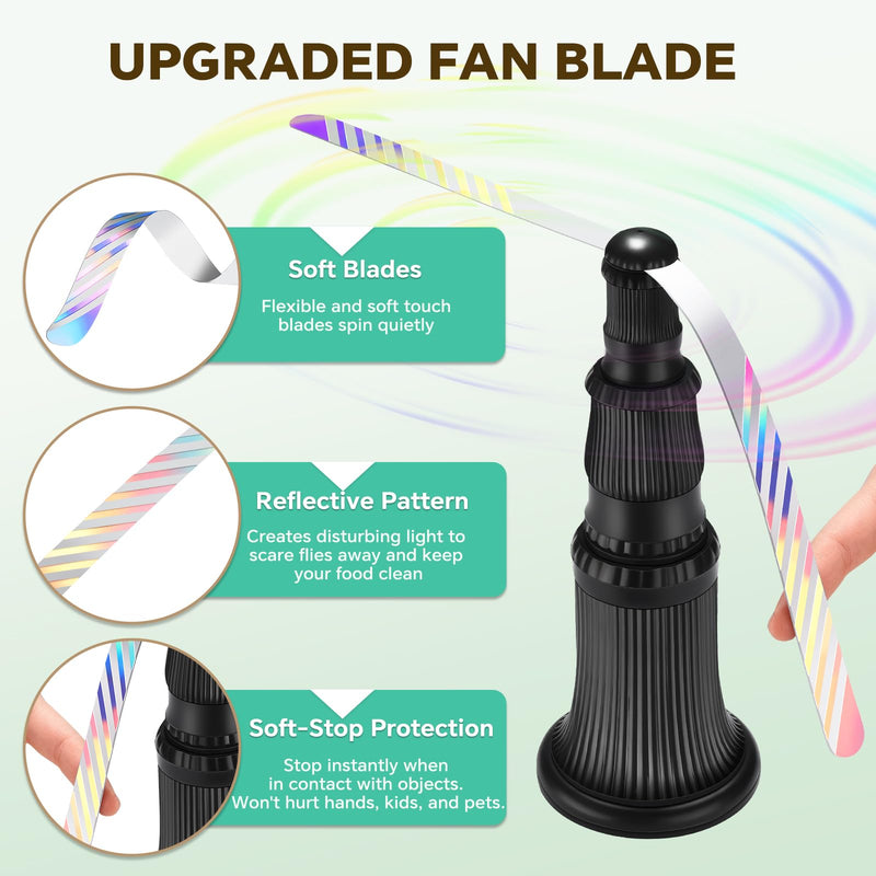 [Australia] - Fly Fans for Tables, Fly Fan Outdoor Indoor Keep Flies Away, Portable Table Top Fly Fan Fly Spinner with Holographic Blades, Fly Deterrent for Picnic, Restaurant, Party, Home, BBQ (4 Pack) 4 Pack-Candlestick Shape 