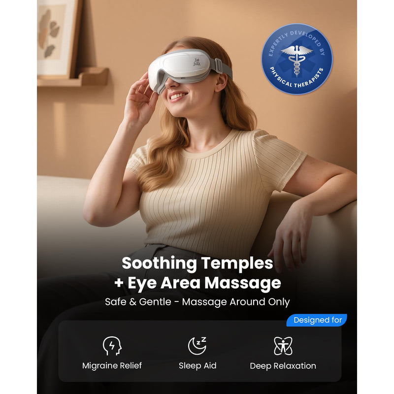 [Australia] - BOB AND BRAD Eye Massager FSA Eligible/HSA Eligible, EyeOasis 2 Heated Eye Mask for Migraines with Music, Smart Migraine Massager Reduce Dry Eyes Improve Sleep, Birthday Gifts for Women Men Mom Dad Pearl White (Deep Relaxation, Sleep Aid) 