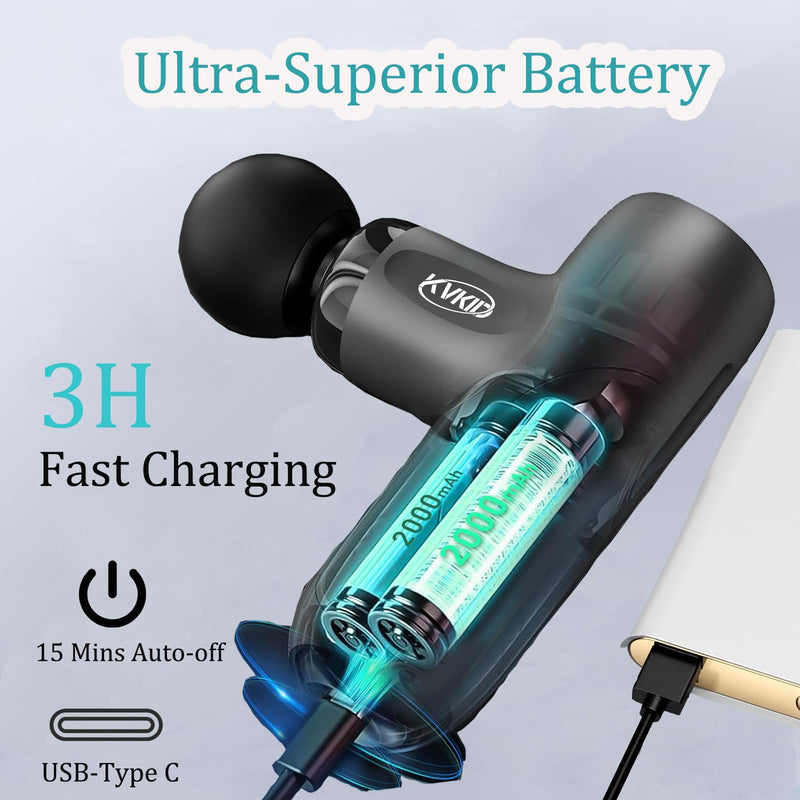 Massager Gun, Heat and Cool Muscle Massager for Back Pain Relief | 5 Attachments, Hot Cold Percussion Massage, Heated Travel Massager Handheld Quiet, Massage Gun for Office, Home, Athletes Slate Gray