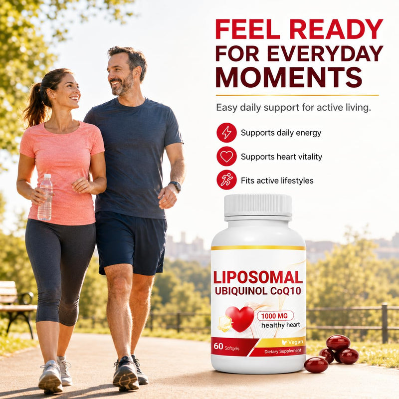 Liposomal Ubiquinol CoQ10 1000mg Complex - Active Coenzyme Q10 Supplement, High Absorption Vegan Softgels, 60 Count (1 Pack)