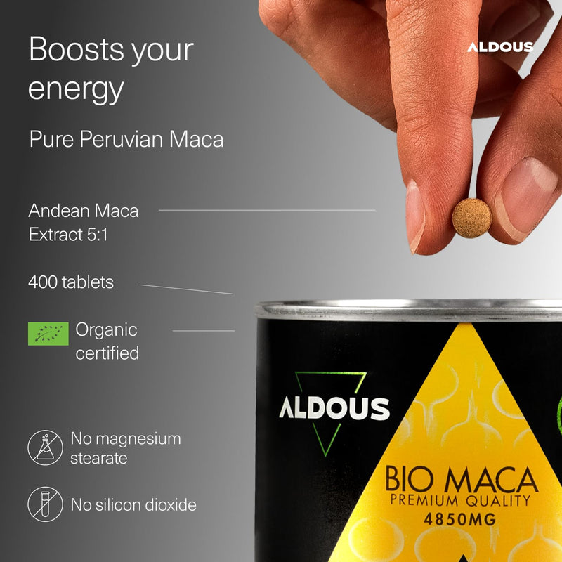 100% Organic Peruvian Maca Root Capsules - 400 Tablets - High Strength & Highly Concentrated Extract - Increases Energy and Vitality - Vegan & Plastic Free