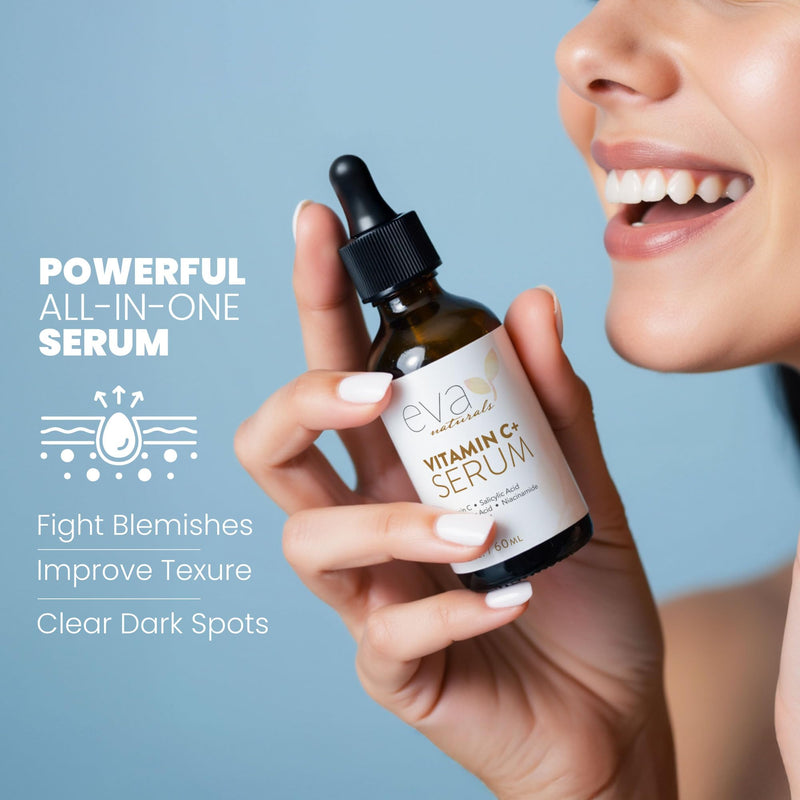 Eva Naturals Vitamin C Serum Plus with Hyaluronic Acid & Retinol, 2 oz | Niacinamide, salicylic acid, hydrating, skin-smoothing formula Regular 2 Fl Oz (Pack of 1)