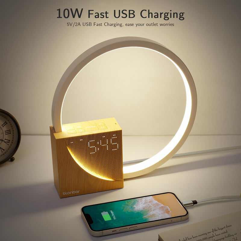 [Australia] - blonbar 10W bedside lamp with USB charging function, wake up light, alarm clock, touch control, dimmable table lamp, sleep aid for babies and adults, 3 levels of brightness, night light for bedroom, living room... yellow 