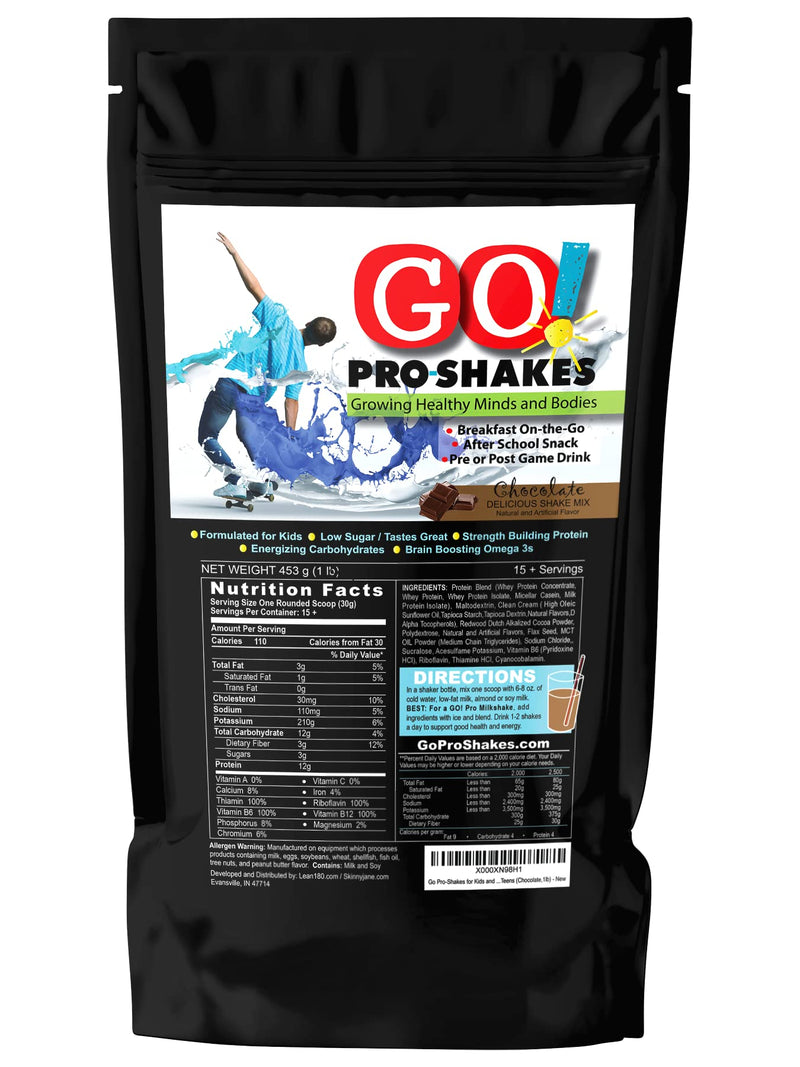 [Australia] - GO Pro Shakes – Protein Powder Smoothie for Kids and Teens – Healthy Snack – No Added Sugar – Supports Growth & Strength – Rich Chocolate Flavor 1 Pound (Pack of 1) 