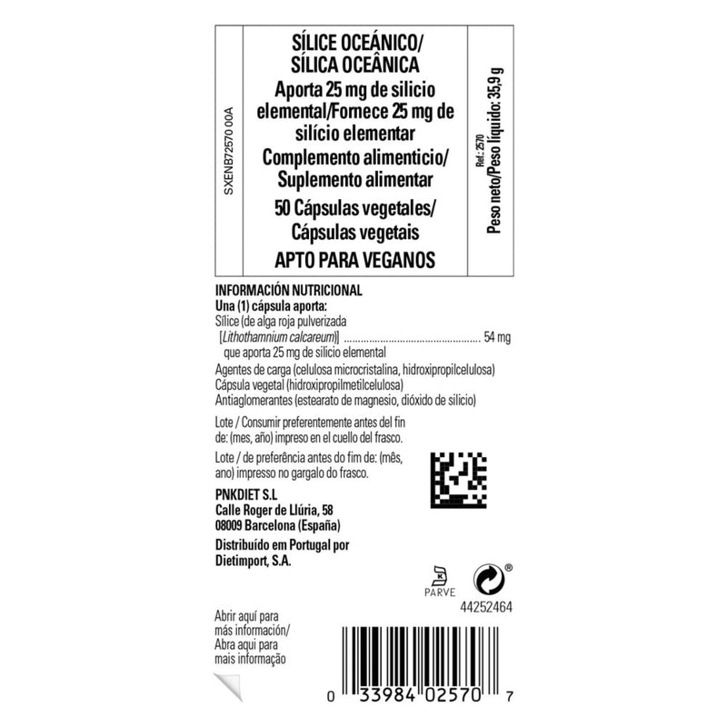 Solgar Oceanic Silica 25 mg Vegetable Capsules - Pack of 50 - Mineral Food Supplement - Supports Hair, Skin, Nails and Connective Tissue - Vegetarian