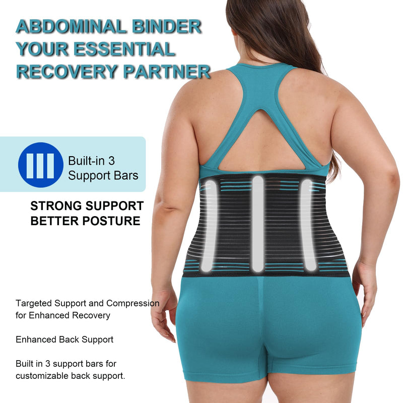 [Australia] - Abdominal Binder Post Surgery Plus Size | Postpartum Belly Band Wrap | Post C Section Belly Binder | Stomach Compression Hernia Belt For Men or Women Hernia Surgery, Natural Birth, Abdominal Injuries,Hysterectomy (2XL/3XL) Black 2XL/3XL 