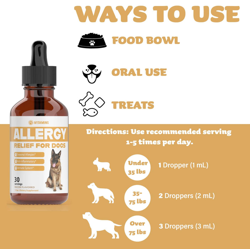 Natural Dog Allergy Relief - Helps to Naturally Support Allergy & Itch Relief for Dogs - Allergy Relief for Dogs Itching - Itch Relief for Dogs - Dog Itch Relief - Dog Allergy Support - 1 fl oz (Dogs) - PawsPlanet Australia