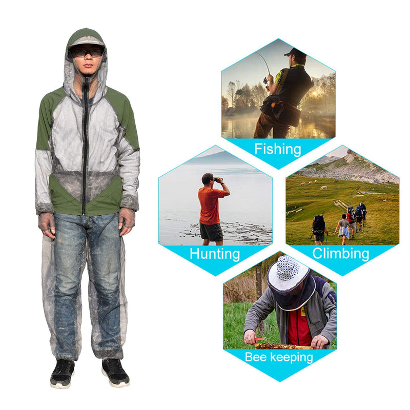[Australia] - Lixada Mosquito Suit Insect Jacket Mesh Hooded Suits Men Women Ultra Fine Mesh Insect Repellent Mosquito Repellent Clothing for Outdoor Fishing Hiking Camping Gardening Agriculture Hunting L 