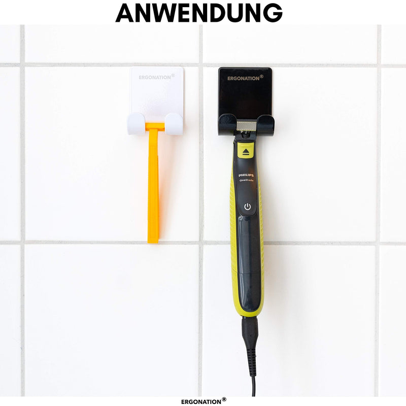[Australia] - Ergonation Self-Adhesive Stainless Steel Razor Holder for Bathroom, Shower and Bath | Waterproof Holder/Wall Hook for Razors, Towels, Keys, Umbrellas, Cables (Silver, 1) Silver 