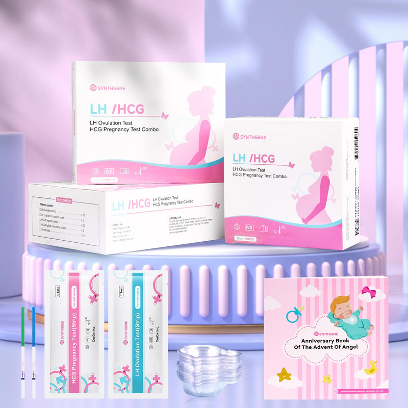 SYNTHGENE Ovulation Test Strips, LH 50 HCG 20 Ovulation and Pregnancy Tests, 50 Ovulation Tests and 20 Pregnancy Tests with 70 Urine Cups, Detect Early Pregnancy and Accurately Track Ovulation 70 Count (Pack of 1）