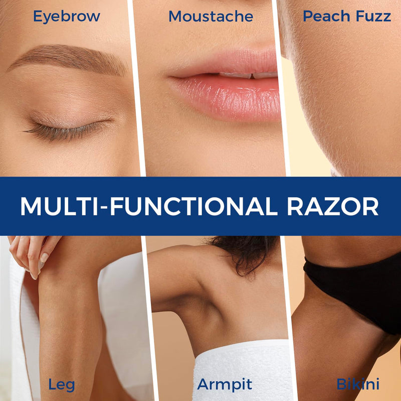 [Australia] - ZOMCHI Eyebrow Razor, Face Razors for Women&Men, Eyebrow Trimmer with Protective Silicone Cap, Dermaplane Razor-Easy&Safe Hair Removal(Blue,11 Blades) Blue 