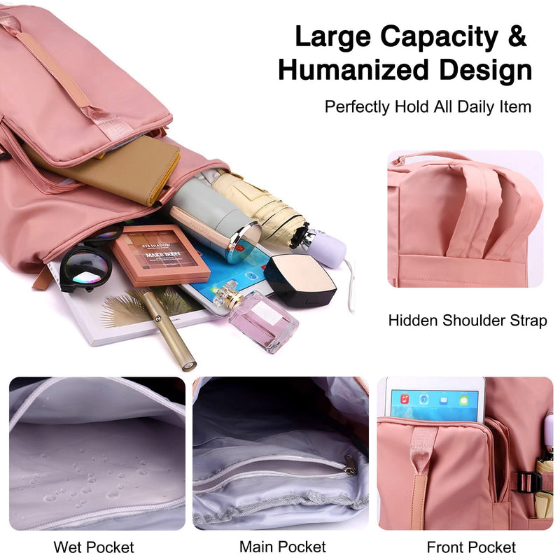 FANDARE Sports Gym Bag for Women Crossbody Shoulder Bag 3 in 1 Men Laptop Business Backpack Weekender Overnight Flight-Approved Duffle Bags with Shoe Compartment Tote Handbags Black