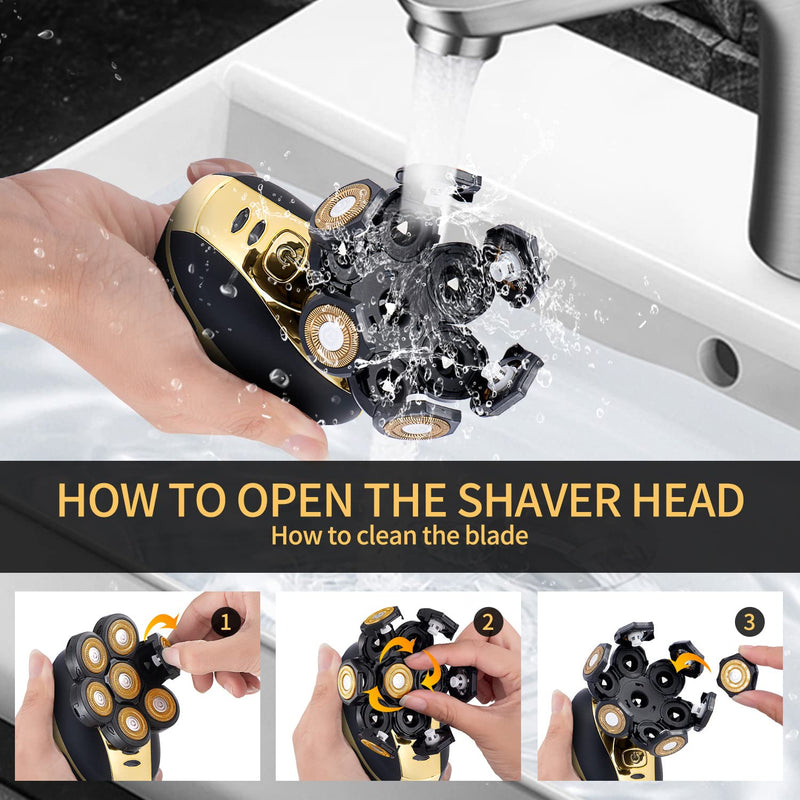 [Australia] - Head Shaver for Bald Men - Upgrade 7D Electric Razors, Multifunctional Hair Shaving Grooming Kit, Waterproof Wet & Dry 