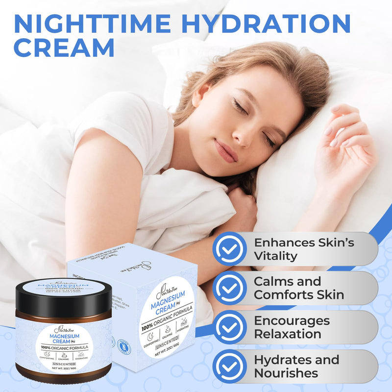 Magnesium Lotion for Sleep, Natural Magnesium Cream for Leg Cramps, Soothing Relief & Muscle Relaxation, Magnesium Butter with Coconut Oil, Shea Butter, Vitamin E, Safe for Kids, Unscented 2 oz 2 Fl Oz (Pack of 1)