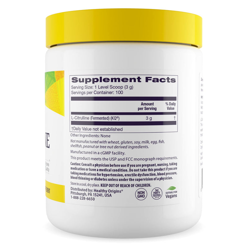 [Australia] - Healthy Origins - L-Citrulline (American-Made, Non-GMO, Gluten Free, Athletic Support), 10.6 Ounce 