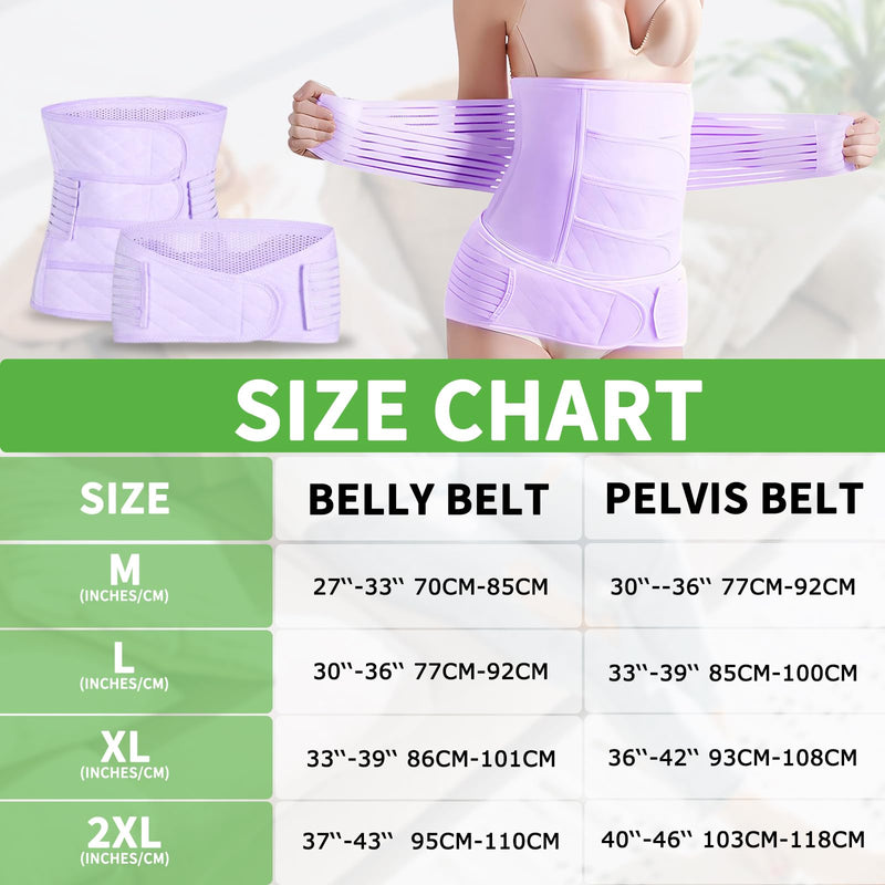 2 in 1 Belly Band Wrap Purple, C-Section Support Belt X-Large, Post Partum Support Recovery Waist/Pelvis Belt, Hysterectomy Belly Band Postpartum Binder Postpartum Girdle Stomach