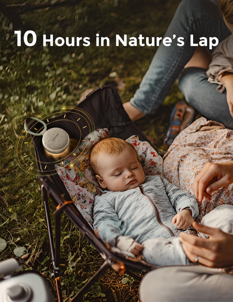 [Australia] - Momcozy Portable Sound Machine with Night Light, White Noise Sound Machine for Baby, 20 Soothing Sounds, Sound Therapy, Long-Lasting Power, Timer, Clips on Stroller, Baby Shower Gifts 