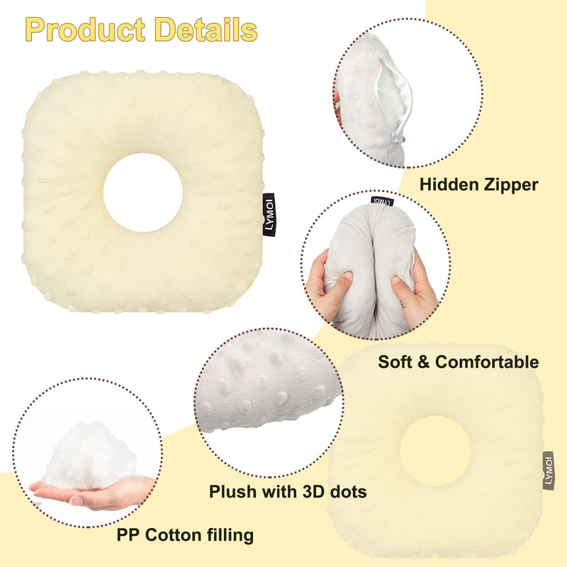 [Australia] - Ear Piercing Pillow for Side Sleepers, Side Sleeping Pillow, Ear Hole Pillow for Ear Pain CNH Piercing Pain Relief Ear Inflammation Pressure Sores Minky Dot (Beige Yellow) Beige Yellow Small 