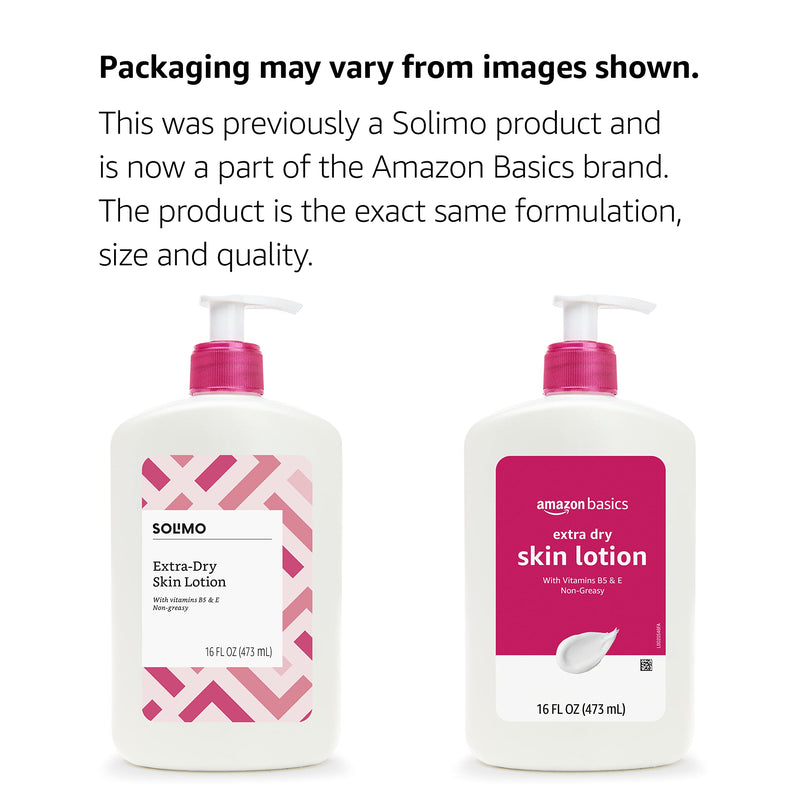 Amazon Basics Body Lotion For Dry Skin with Vitamins B5 & E, Clean Scent, 16 fl oz (Previously Solimo) 16 Fl Oz (Pack of 1)