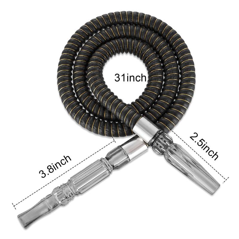 [Australia] - 2 Pack Hookah Hose Washable 39'' Shisha Hose Acrylic Handle Leather Wrapped Pipe For Small Hookah Set (Black) Black 