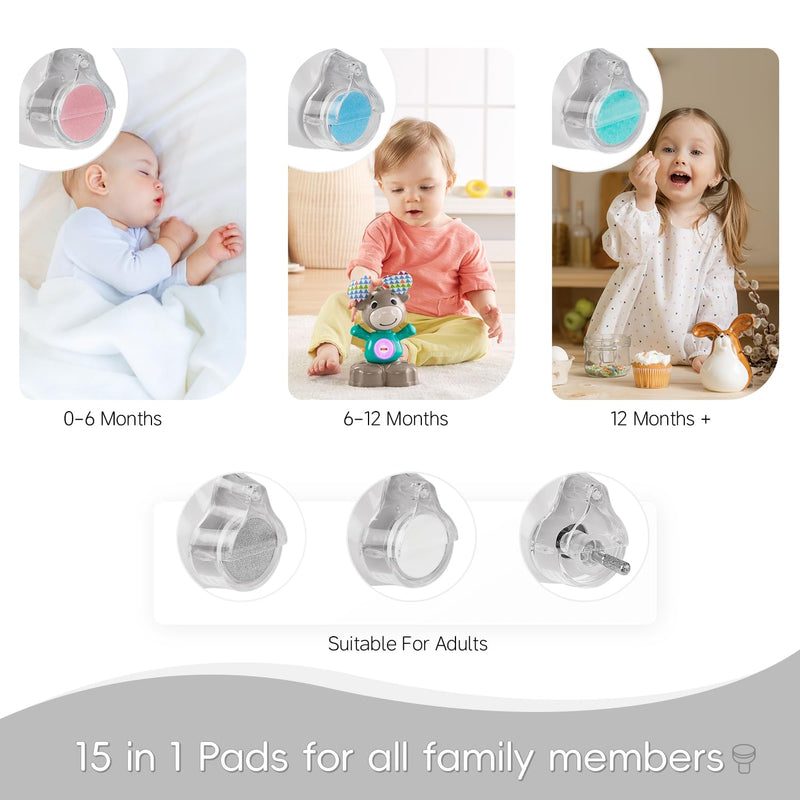 [Australia] - Baby Nail Trimmer Electric, 15 in 1 Baby Nail Clippers for Gentle Nail Care, Rechargeable Baby Nail File Electric with Light &15 Grinding Pads for Infant Toddler, Grey 