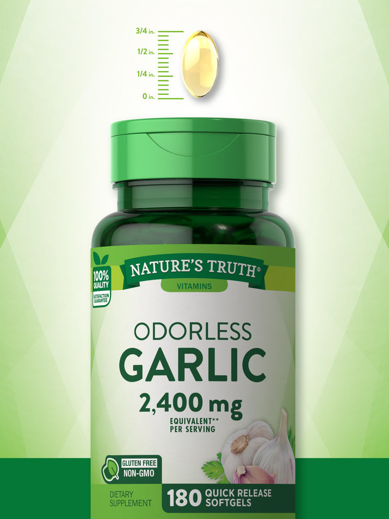 [Australia] - Nature's Truth Odorless Garlic Softgels | 2400mg | 180 Count | Non-GMO & Gluten Free Supplement 