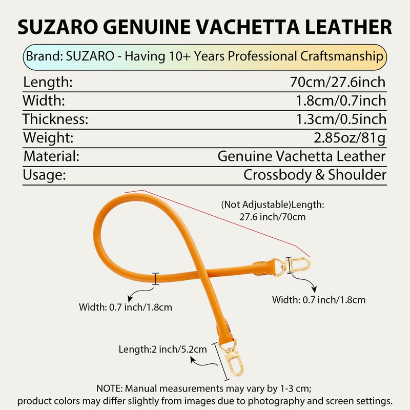 Genuine Vachetta Leather Shoulder Short Strap Replacement for lv Bags, 27.5 Inch Rolled Purse Strap for Soft Lucky Speedy 25 30 35 Graceful Damier Handbags,Deep Beeswax Deep Beeswax 0.7"width*27.6"length