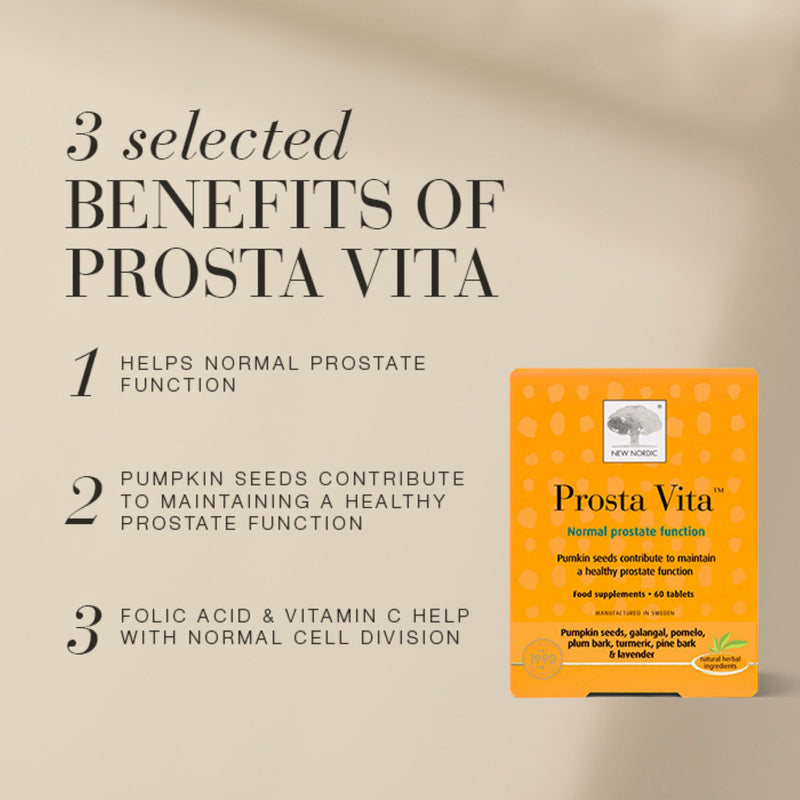 New Nordic Prosta Vita - Daily Supplement for Normal Prostate Function - 1 Month Supply for Men’s Health - Pumkin Seeds & Turmeric - 60 Tablets