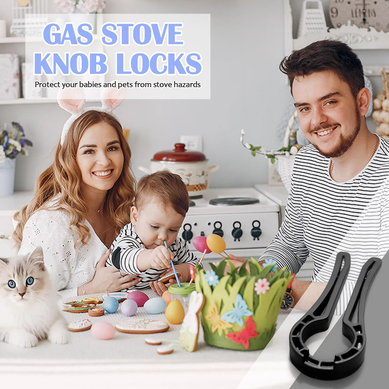 [Australia] - Gas Stove Knob Locks, Stove Knob Safety Covers for Child, Prevent Kids Pets from Turning on Stoves - Black-5 Pack 