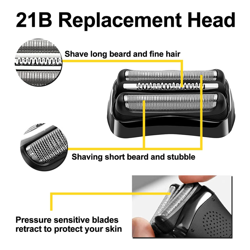 2 Packs 21B Series 3 Electric Shaver Replacement Head Compatible with Braun Series 3 Foil Shaver Replacement Heads 21b 3010s, 3040s,5409,etc for Braun Part 21b 21B 2PACKS