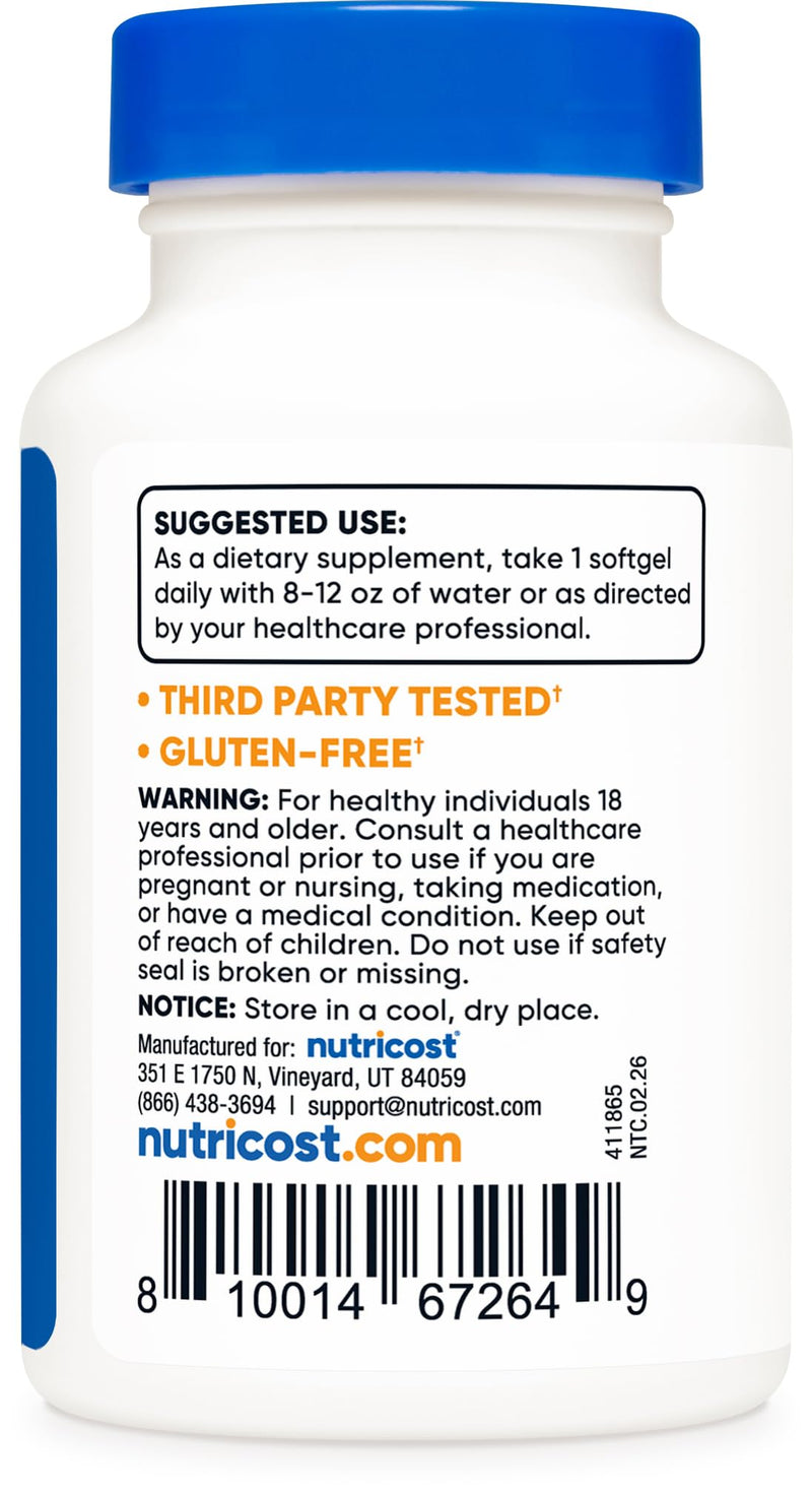 Nutricost Vitamin K2 MK-7 100 mcg, 240 Softgels, Gluten Free, GMO-Free | MK7 240 Count (Pack of 1)
