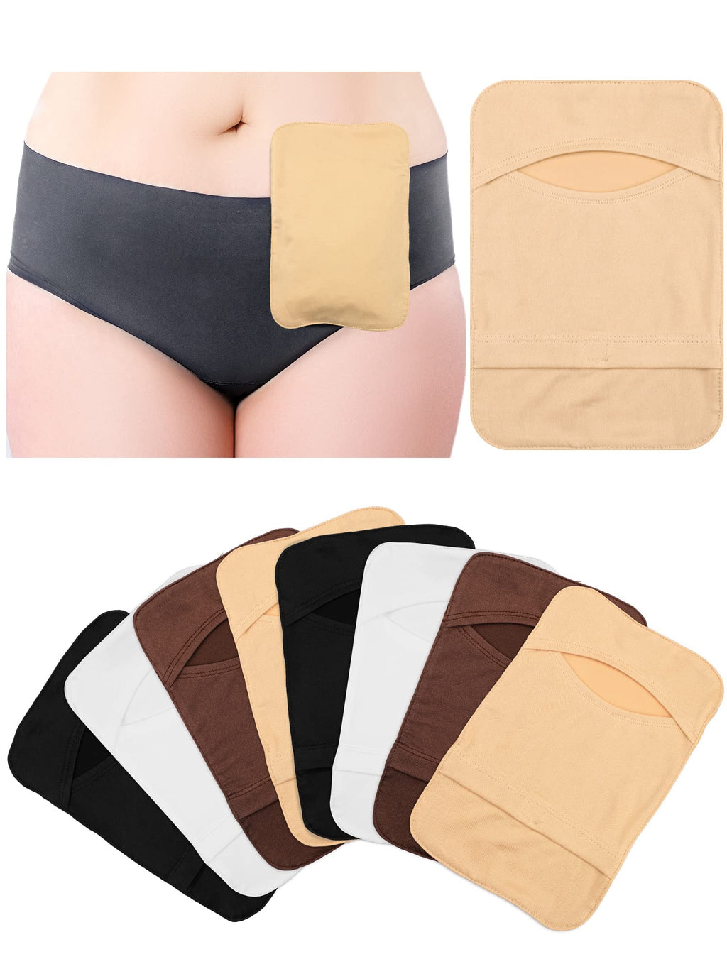 Sosation 8pcs Colostomy Bag Cover Stretchy Lightweight Colostomy Covers Women Ostomy Pouch Covers Ostomy Protective Bag Cover (Black, White, Beige, Brown)