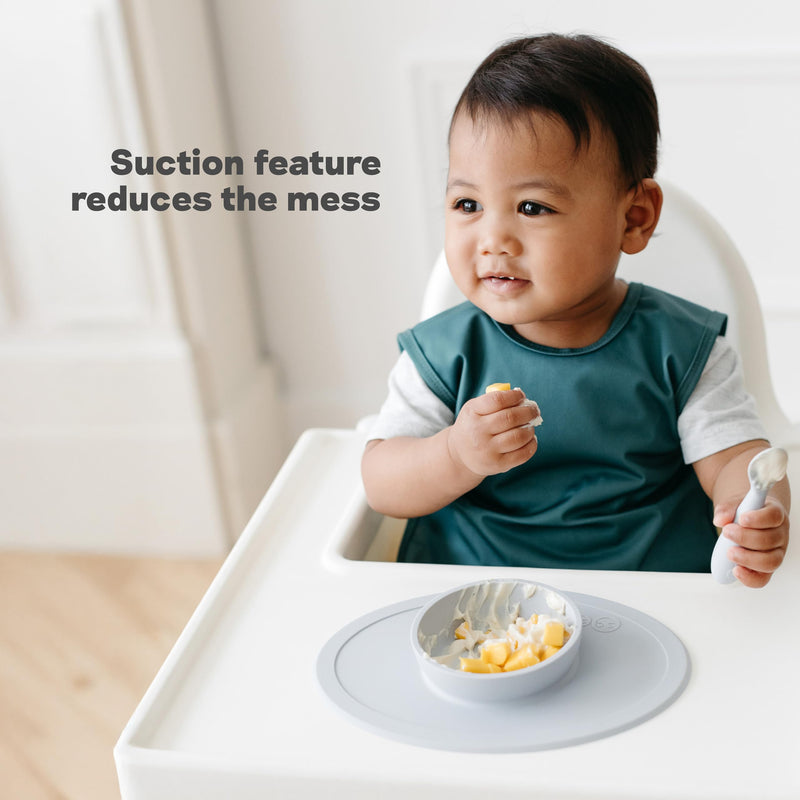 [Australia] - ezpz Tiny Bowl (Coral) - 6 Months+ - 100% Silicone Suction Placemat + Bowl for Infants - Fits All Highchair Trays - Baby-Led Weaning Supplies Coral 