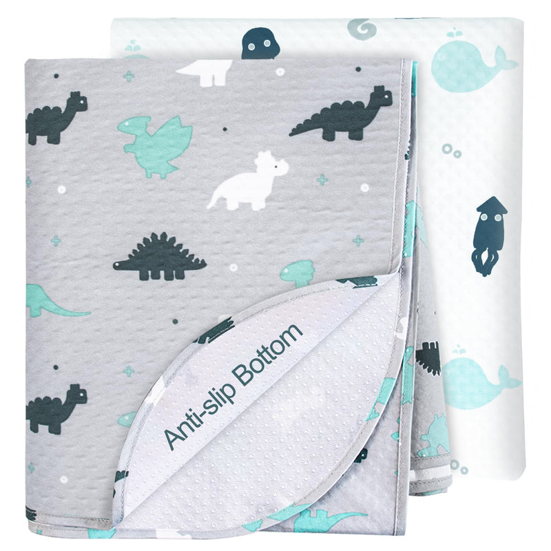 [Australia] - Splat Mat 2 Pack for Under High Chair & Arts & Eating Mess, Waterproof Baby Playtime Anti-Slip High Chair Mat for Floor or Table, Reusable & Portable Splash Mat for Under High Chair, 46" x 42" Gray 