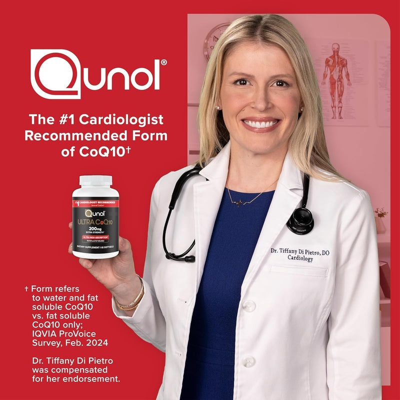 Qunol Ultra CoQ10 200mg, Ultra-High Absorption, Antioxidant, 60 Softgels | #1 Cardiologist Recommended Supplement for Heart Health, Coenzyme Q10 Supplement to support Vascular Health & Cellular Energy Unflavored 60 Count (Pack of 1)