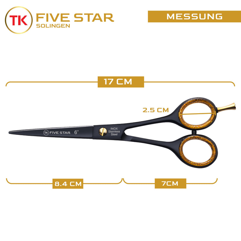 [Australia] - TK FIVE STAR SOLINGEN® Vegas Premium 6 inch extra sharp hairdressing scissors, hair scissors, beard scissors, hair cutting scissors for women, men, hairdressers and children for strong, fine hair, rustproof, micro-serrated 