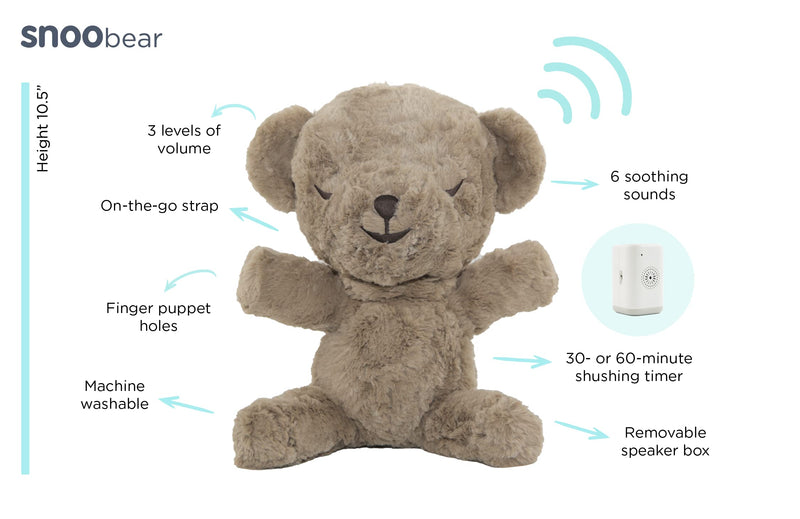[Australia] - SNOObear White Noise Machine - Cry-Activated Plush Baby Sleep Soother - Cocoa Cocoa Plush 