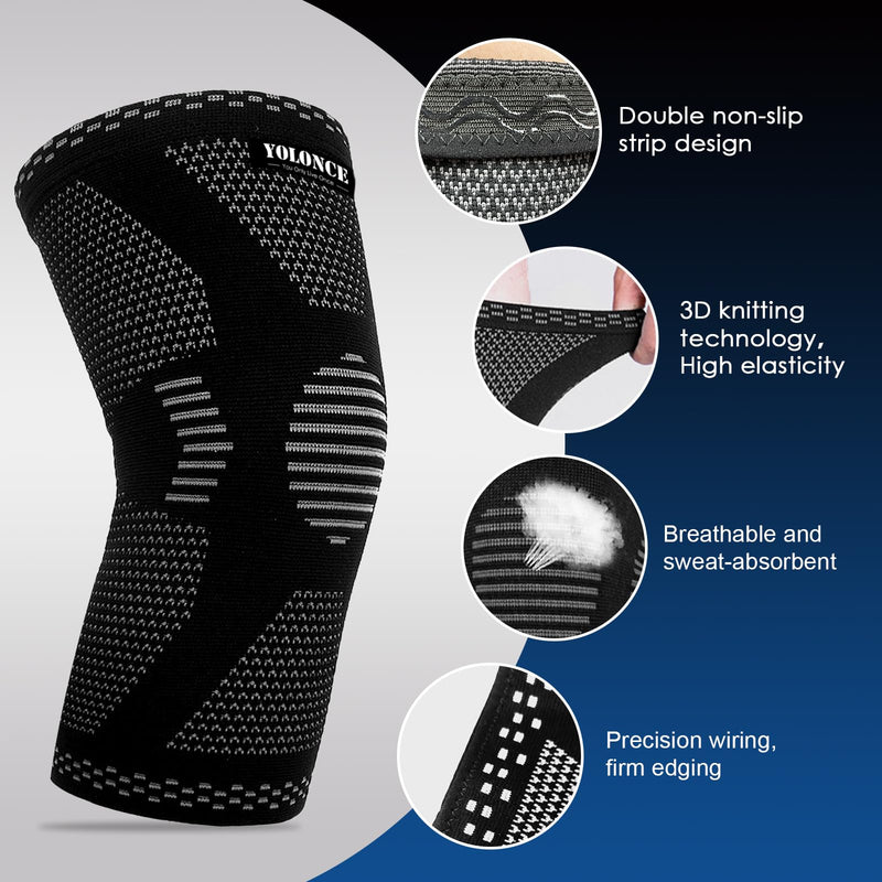 [Australia] - Pack of 2 non-slip knee bandage set, athletics knee bandage, breathable knee compression bandage, and supportive knee bandages, knee bandage for men/women, for running, jogging, sports, basketball (M) 