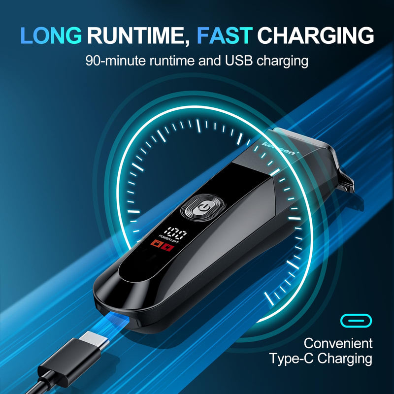 Kensen Adjustable Beard Trimmer for Men – Precision Ceramic Blades, Waterproof, Rechargeable, Ideal for Beards, Mustaches & Hair Electric Shavers Facial Hair Trimming Electric Razor Clipper Groomer