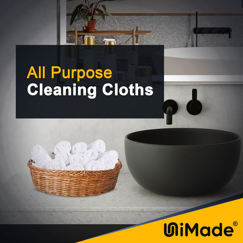 [Australia] - Shop Towels Rags, 50 Pack Reusable Shop Rags Bulk Microfiber Cleaning Cloth Lint Free Cleaning Towels for Car Kitchen Automotive Bar Mechanic Restaurant Garage, 11.5"x 11.5", White 50PK 