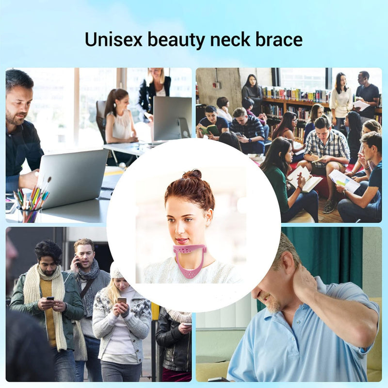 360°Adjustable Neck Brace - Cervical Collar with Neck Stretcher | Neck Orthotics for Forward Head Posture Correction and Cervical Spine Support and Alleviating Pressure (Pink) Pink