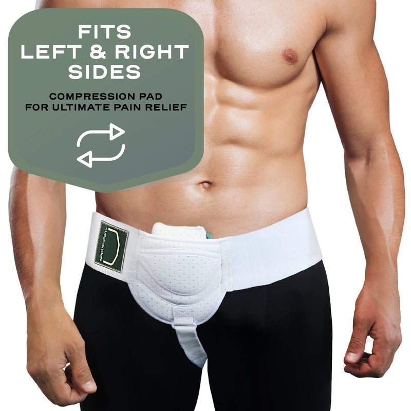 [Australia] - Inguinal Hernia Support Belt for Men & Women with 2 Compression Pads - Hernia Belt for Men Inguinal - for Left or Right Side Inguinal Hernias I Hernia Belts for Men Truss Support S/M S/M (30 - 44 IN) 
